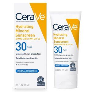 CeraVe 100% Mineral Sunscreen SPF 30 Face sunscreen With Zinc Oxide 2.5 Fl Oz
